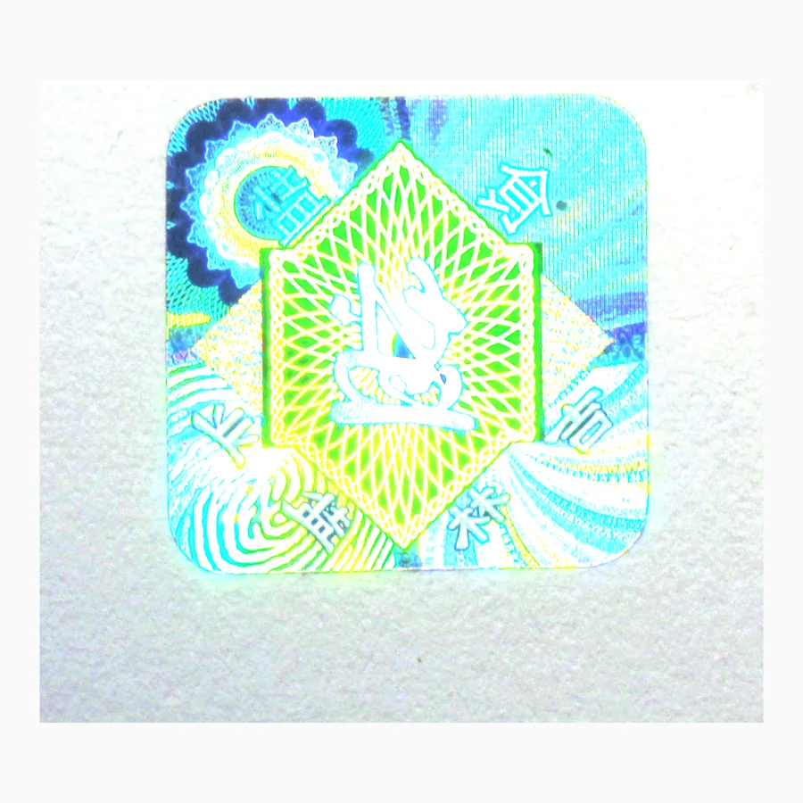 Printed label with a gold hot-stamped foil panel applied over the artwork